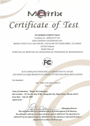 FCC certificate